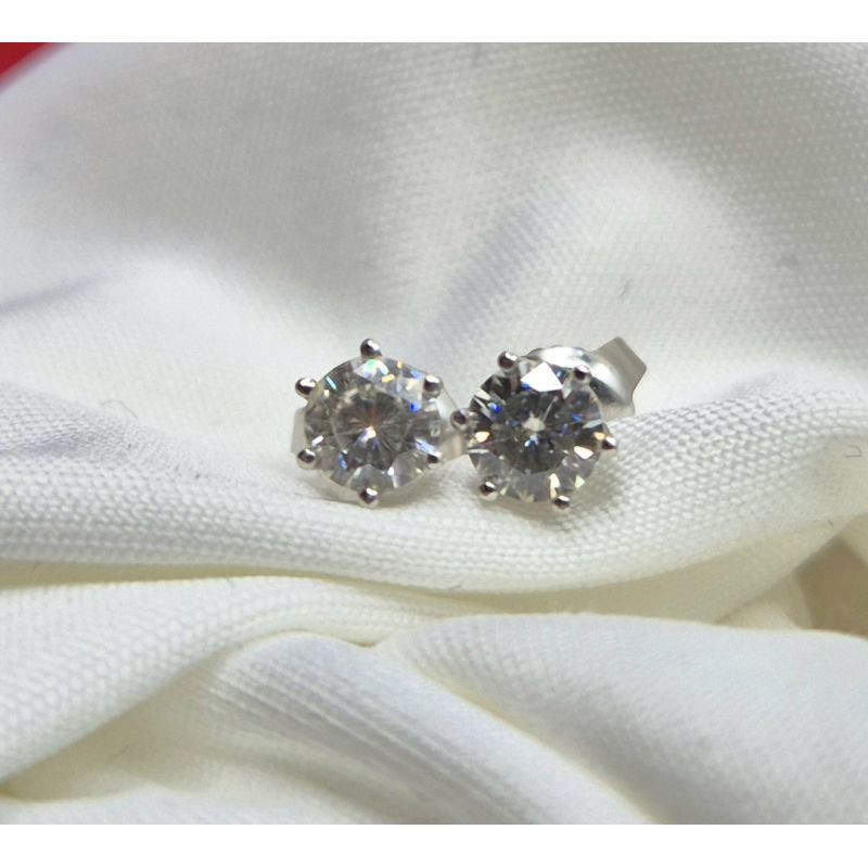 BOUCLES OREILLES OR BLANC 18CT 1.31GR DIAMANT