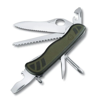 VICTORINOX SOLDIER SWISS ARMY POCKET KNIFE, 8 CM/LARGE, GREEN/BLACK