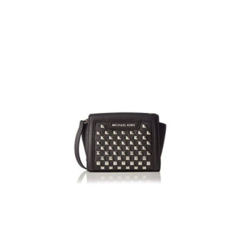 MICHAEL KORS PYRAMID STUD BLACK SELMA MINI MESSENGER