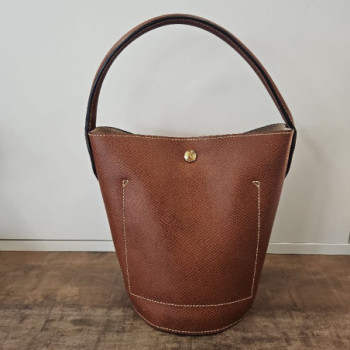 SAC LONGCHAMP SEAU EPURE CUIR VACHETTE BRUN