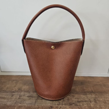 SAC LONGCHAMP SEAU EPURE CUIR VACHETTE BRUN