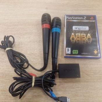 SINGSTAR ABBA PS2 + 2 MICROS + ADAPTATEUR USB