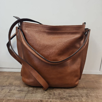 SAC A MAIN LONGCHAMPS CUIR 3D COGNAC