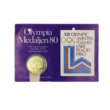 MEDAILLE JEUX OLYMPIQUES HIVER 80 15.00G OR JAUNE 18K