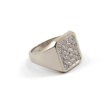 BAGUE OR BLANC 18CT ET DIAMANTS 10.50G T.52