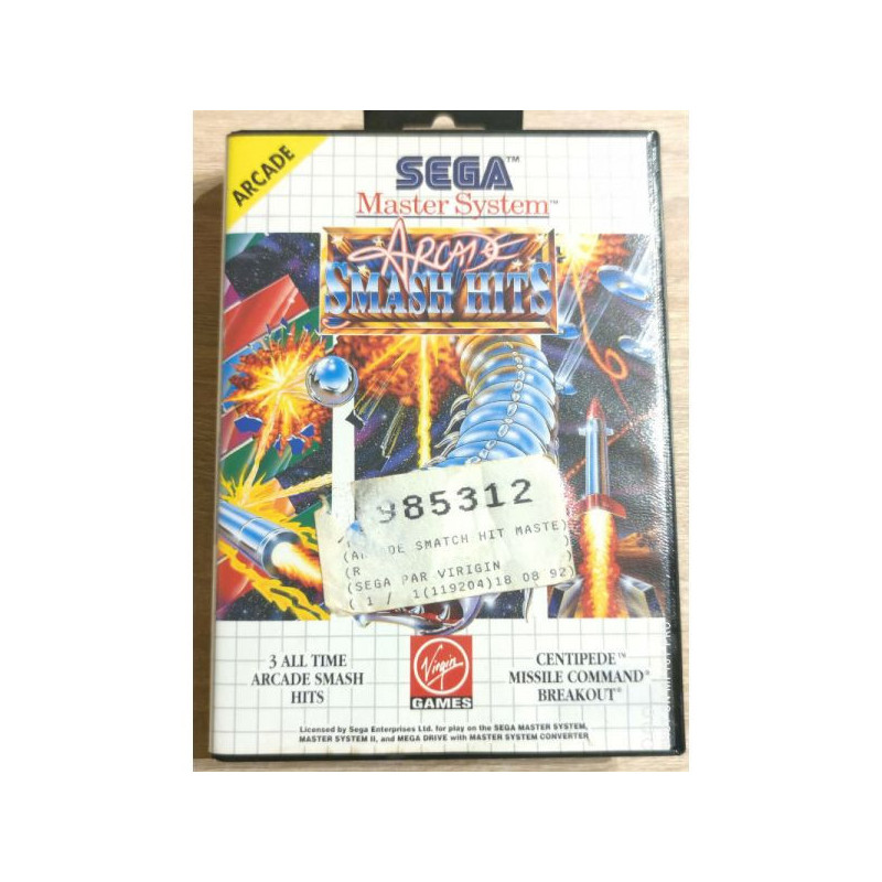 ARCADE SMASH HITS CENTIPEDE MISSILE COMMAND BREAKOUT SEGA MASTER SYSTEM 1 2