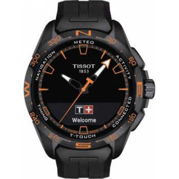 TISSOT T-TOUCH CONNECT SOLAR BLACK RUBBER STRAP SMART WATCH 48MM - BLACK