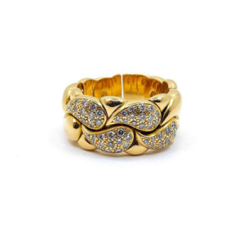 BAGUE CHOPARD CASMIR OR JAUNE 18K ET DIAMANTS 21.17G T.59