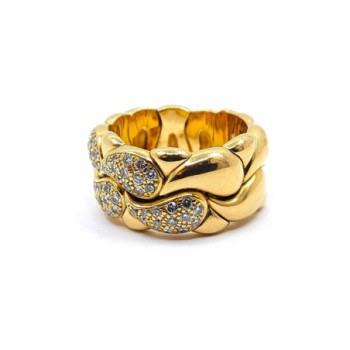 BAGUE CHOPARD CASMIR OR JAUNE 18K ET DIAMANTS 21.17G T.59