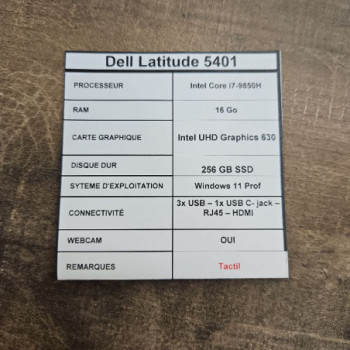 DELL LATITUDE 5401 I7-9TH 16GB 512GB