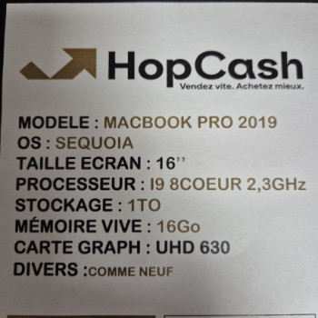 MACBOOK PRO 2019 16P I9 2.3GH 16GB 1TB R 5500