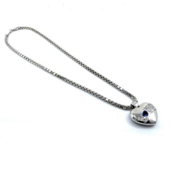 COLLIER CHOPARD HAPPY LOVE OR BLANC 18K SAPHIR ET DIAMANTS 49.07G