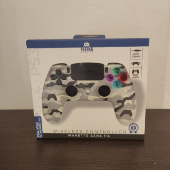 MANETTE SANS FIL PS4 PRISE JACK CAMO BLANC 140142C