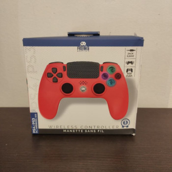 MANETTE SANS FIL PS4 PRISE JACK ROUGE 140142