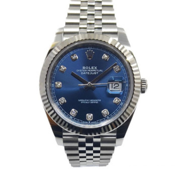 ROLEX DATE JUST 41MM BLUE DIAL DIAMONDS 126334