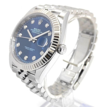 ROLEX DATE JUST 41MM BLUE DIAL DIAMONDS 126334