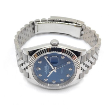 ROLEX DATE JUST 41MM BLUE DIAL DIAMONDS 126334