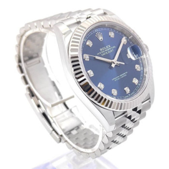 ROLEX DATE JUST 41MM BLUE DIAL DIAMONDS 126334