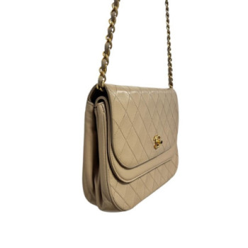 SAC A MAIN CHANEL FLAP BAG BEIGE 1986-1988