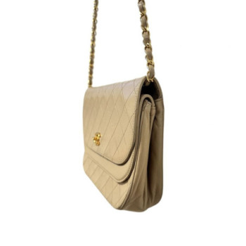 SAC A MAIN CHANEL FLAP BAG BEIGE 1986-1988