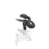 BAGUE SERPENT OR BLANC 18K DIAMANTS NOIR ET EMERAUDES 8.40 G T. 54