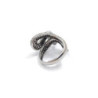 BAGUE SERPENT OR BLANC 18K DIAMANTS NOIR ET EMERAUDES 8.40 G T. 54