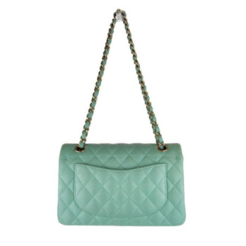 PETIT SAC CHANEL CLASSIQUE CUIR CAVIAR VERT D EAU