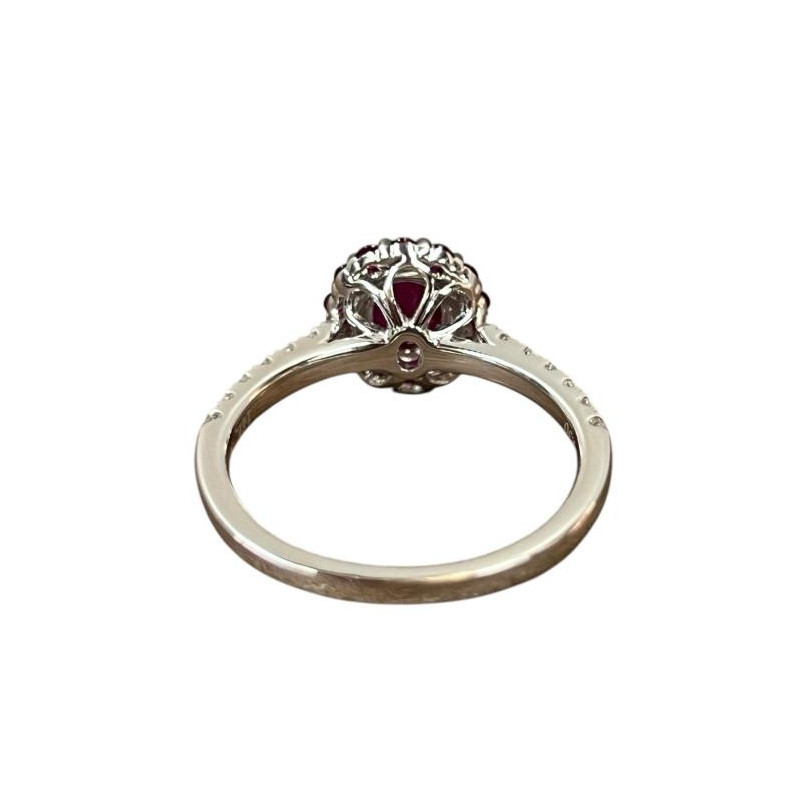 BAGUE OR BLANC 18K AVEC DIAMANTS ET RUBIS 3.11GRS T.53