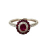 BAGUE OR BLANC 18K AVEC DIAMANTS ET RUBIS 3.11GRS T.53