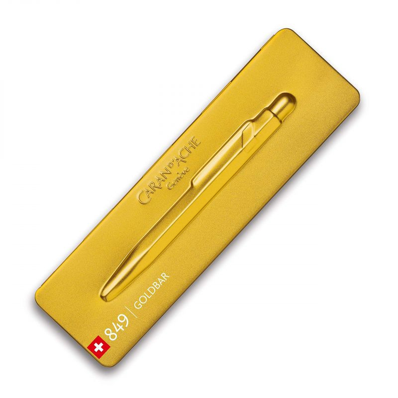 CARAN D ACHE BALLPOINT PEN  GOLD WITH GOLD SLIM BOX  1 COUNT