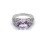 BAGUE MAUBOUSSIN PLAISIR D AMOUR OR BLANC 18K DIAMANTS & AMETHYSTES 5.41G T. 55