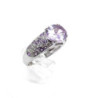 BAGUE MAUBOUSSIN PLAISIR D AMOUR OR BLANC 18K DIAMANTS & AMETHYSTES 5.41G T. 55