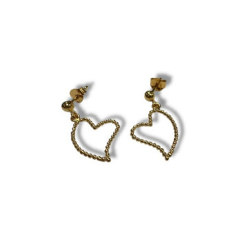 BOUCLES DOREILLES PLAQUE OR 18CT COEUR