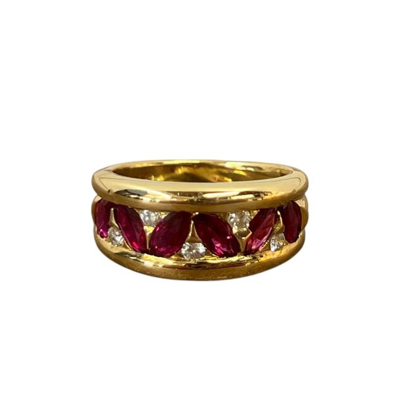 BAGUE OR JAUNE RUBIS ET DMTS BAGUE OR JAUNE RUBIS ET DMTS