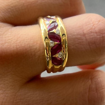 BAGUE OR JAUNE RUBIS ET DMTS