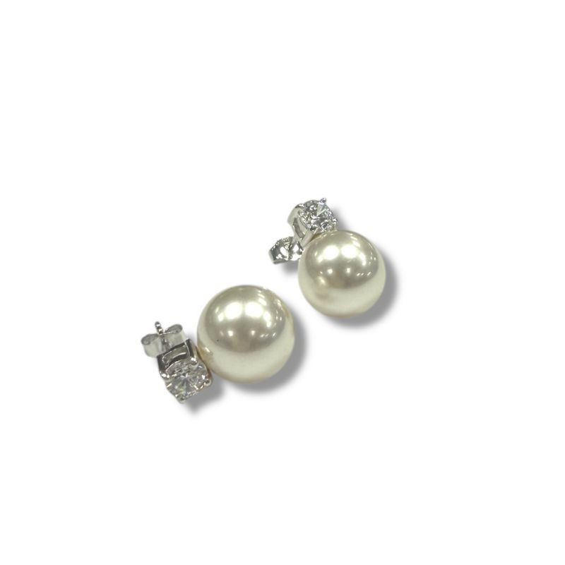 BOULES DOREILLES ARGENT 925 RHODIE IMITATION PERLES