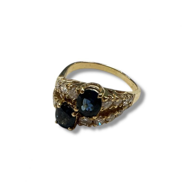 BAGUE OR 18CT DMT ET SAPHIR 4.4 GRS T55