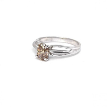 BAGUE OR BLANC 18K 3.33G DIAMANT 0.94CT T.54