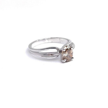 BAGUE OR BLANC 18K 3.33G DIAMANT 0.94CT T.54