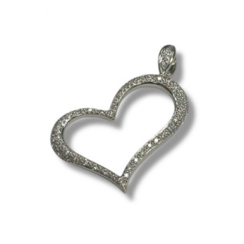 PENDENTIF COEUR OR BLANC 18K 4.47GRS