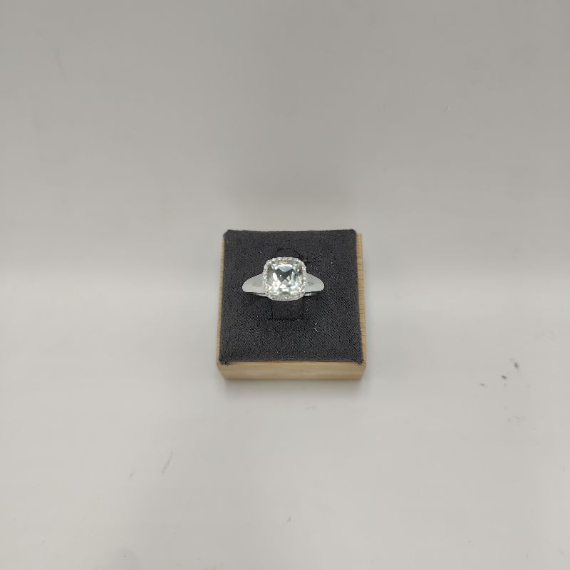 BAGUE OR BLANC 18K AIGUEMARINE DTS 4GR T56