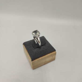 BAGUE OR BLANC 18K AIGUEMARINE DTS 4GR T56