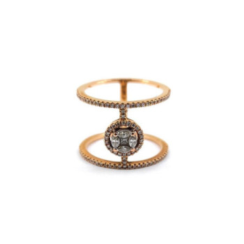 BAGUE OR ROSE 18K ET DIAMANTS 4.15G T. 53