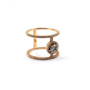 BAGUE OR ROSE 18K ET DIAMANTS 4.15G T. 53