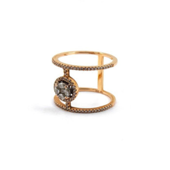 BAGUE OR ROSE 18K ET DIAMANTS 4.15G T. 53