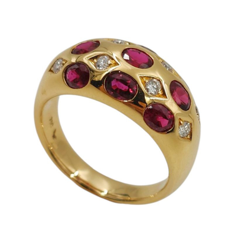 BAGUE OR JAUNE 18K RUBIS DTS 9.5GR T56