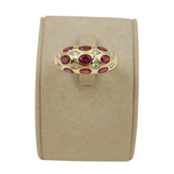 BAGUE OR JAUNE 18K RUBIS DTS 9.5GR T56