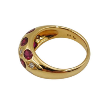 BAGUE OR JAUNE 18K RUBIS DTS 9.5GR T56