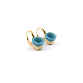 BOUCLES D'OREILLES POMELLATO NUDO PM OR JAUNE 18K & TOPAZE 7.29G