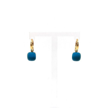 BOUCLES D'OREILLES POMELLATO NUDO PM OR JAUNE 18K & TOPAZE 7.29G